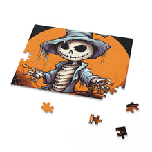 DistinctInk Jigsaw Puzzle with Haunted Jack-O'-Skeleton Design for Halloween