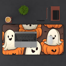 DistinctInk Desk Mat with Haunted Skeleton Pumpkin Patch Design for Halloween