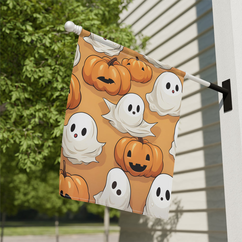 Garden & House Banner / Flag with Ghostly Skeleton Pumpkin Patch Design for Halloween, view 10