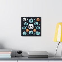 DistinctInk Canvas Wall Art with Skele-Ghostly Pumpkin Patch for Halloween