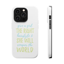 DistinctInk ToughCase for Apple iPhone, Compatible with MagSafe Charging - Girls With Right Hairstyle Will Conquer the World