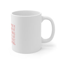 DistinctInk Glossy White Coffee / Tea Mug - Beginner at Some Things Black Belt in Shopping