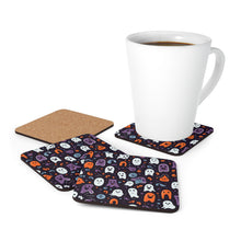 DistinctInk (Set of 4) Corkwood Coasters with Skeletal Ghostly PumpkinsDesign for Halloween