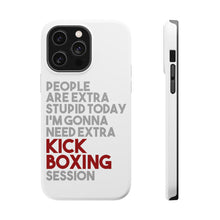 DistinctInk ToughCase for Apple iPhone, Compatible with MagSafe Charging - People Are Stupid Need Extra Kick Boxing