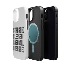 DistinctInk ToughCase for Apple iPhone, Compatible with MagSafe Charging - Stressed Blessed Baseball Obsessed