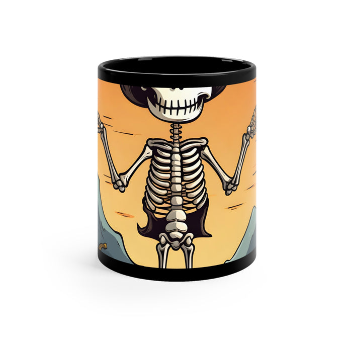 DistinctInk Black Coffee Mug - Skelefun Halloween for Halloween