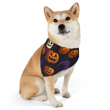 DistinctInk Adjustable Pet Banana Collar with "Halloween Haunts and Pumpkin Pals" Design for Halloween