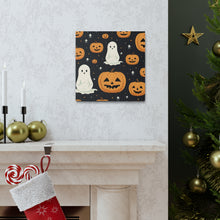 DistinctInk Canvas Wall Art with Spooky Skeleton Pumpkin Patch for Halloween
