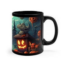 DistinctInk Black Coffee Mug - Trick or Treat Fun for Halloween