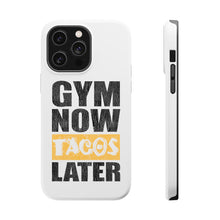 DistinctInk ToughCase for Apple iPhone, Compatible with MagSafe Charging - Gym Now Tacos Later