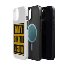 DistinctInk ToughCase for Apple iPhone, Compatible with MagSafe Charging - May Contain Alcohol Warning Sign