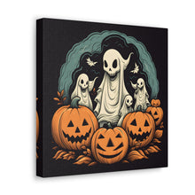 DistinctInk Canvas Wall Art with Spooky Skeleton Pumpkins for Halloween