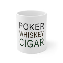 DistinctInk Glossy White Coffee / Tea Mug - Poker Whiskey Cigar