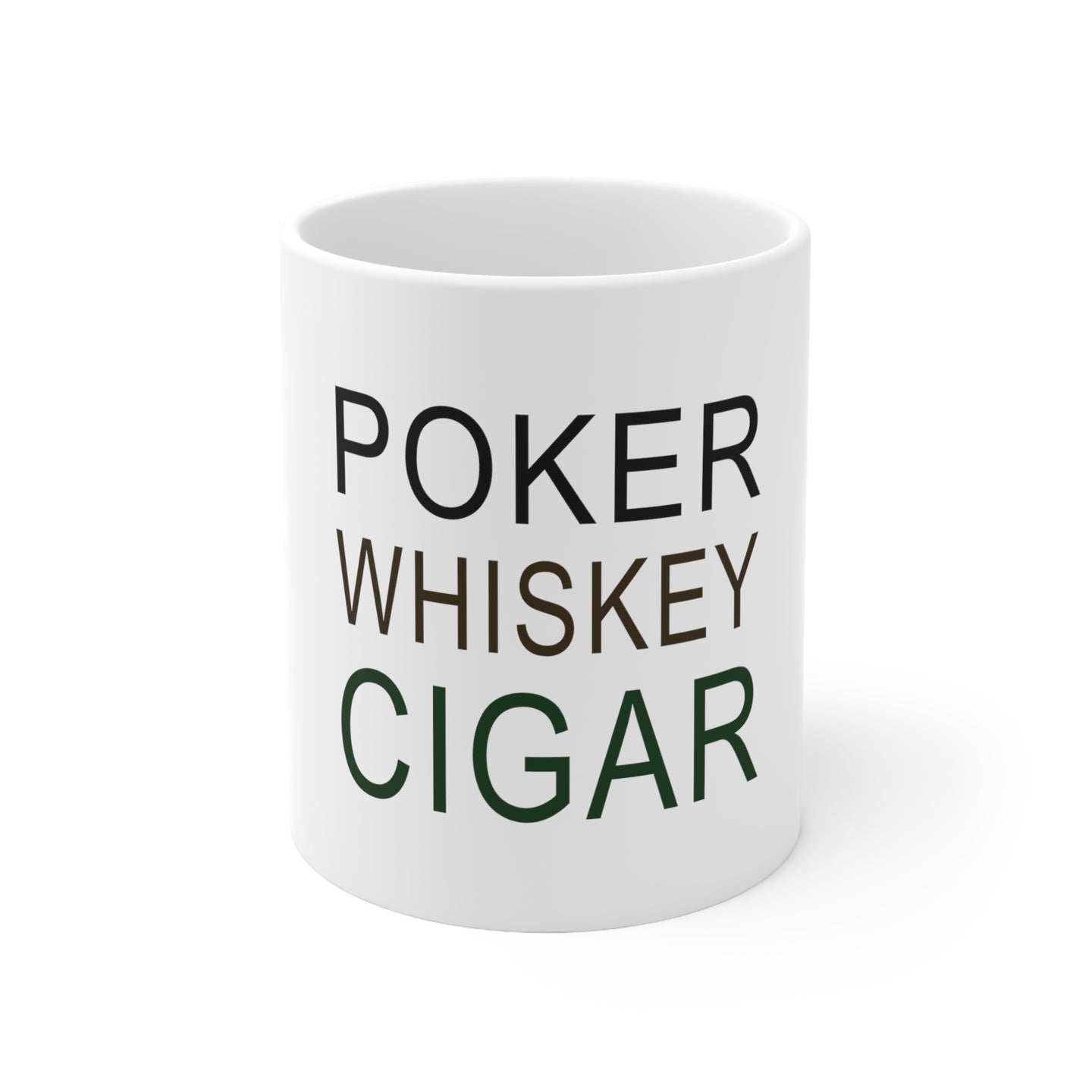 DistinctInk Glossy White Coffee / Tea Mug - Poker Whiskey Cigar