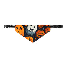 DistinctInk Adjustable Pet Banana Collar with Spooky Halloween Night Design for Halloween