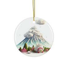 DistinctInk Hanging Ceramic Christmas Tree Ornament with Gold String - Great Gift/Present - 2 3/4 inch Diameter - Cirnechi dell’Etna Design