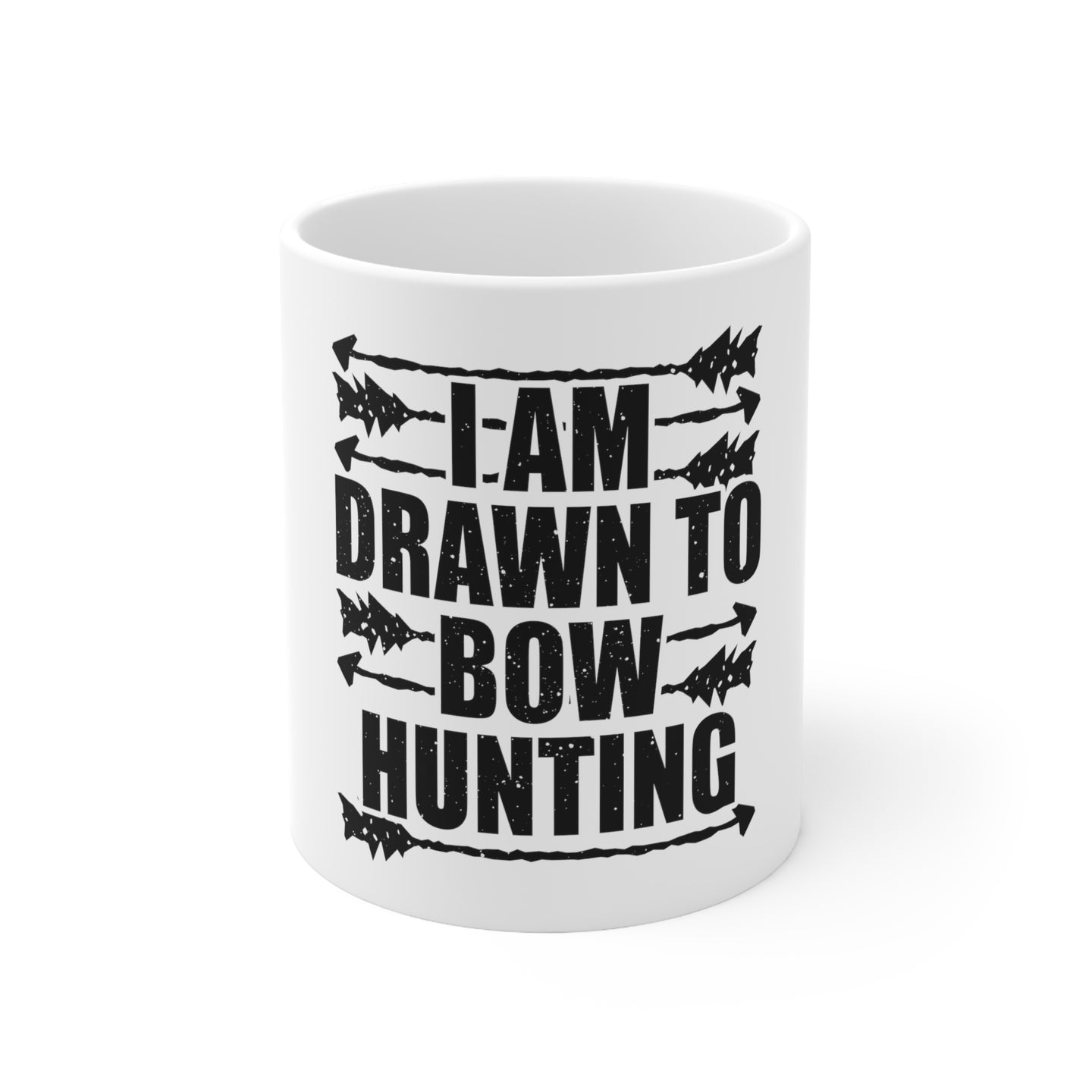 DistinctInk Glossy White Coffee / Tea Mug - I Am Drawn to Bow Hunting