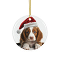 Hanging Ceramic Christmas Tree Ornament with Gold String - Welsh Springer Spaniel Puppy Design
