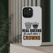 DistinctInk ToughCase for Apple iPhone, Compatible with MagSafe Charging - Real Queens Fix Each Other's Crowns