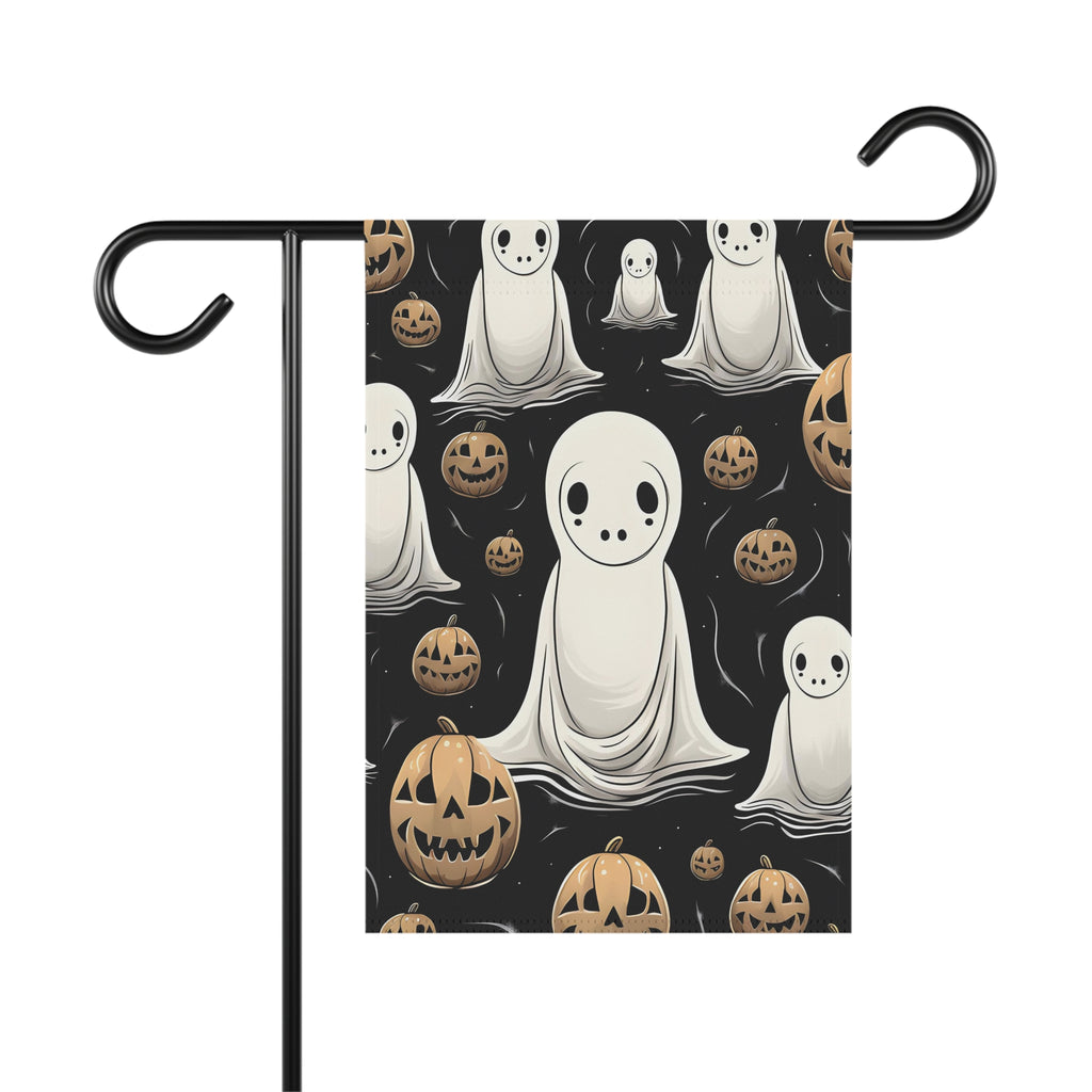 Garden & House Banner / Flag with Ghostly Skeleton and Pumpkin Design for Halloween
