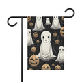 Garden & House Banner / Flag with Ghostly Skeleton and Pumpkin Design for Halloween