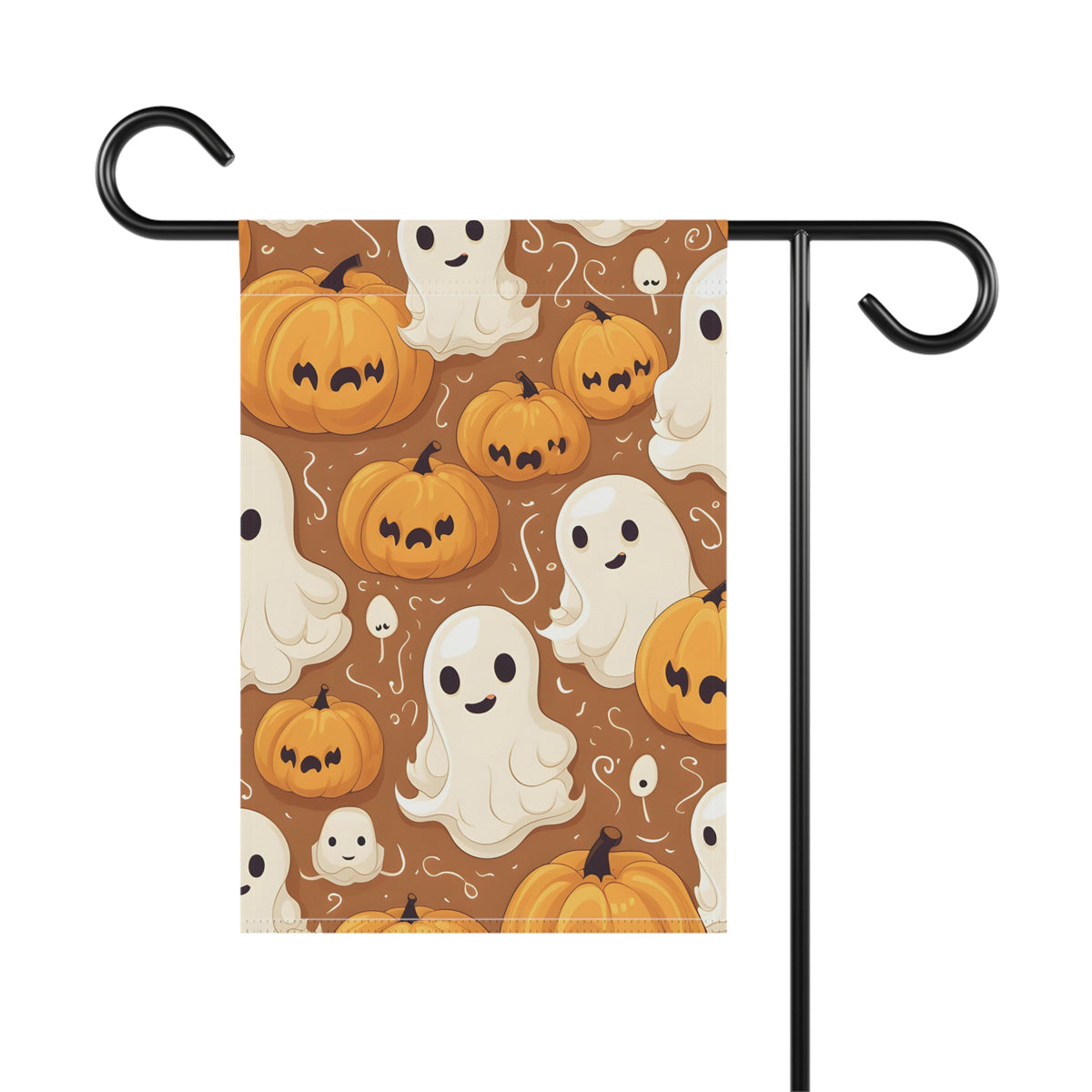 Garden & House Banner / Flag with Ghastly Skeleton Pumpkin Cartoon Design for Halloween, view 3
