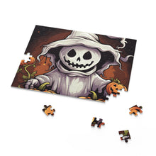DistinctInk Jigsaw Puzzle with Trick or Treat Ghost-O-Lantern Design for Halloween