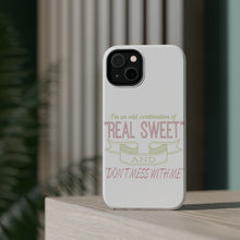 DistinctInk ToughCase for Apple iPhone, Compatible with MagSafe Charging - Odd Combination Real Sweet & Don't Mess With Me