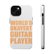 DistinctInk ToughCase for Apple iPhone, Compatible with MagSafe Charging - World's Okayest Guitar Player