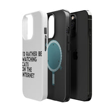 DistinctInk ToughCase for Apple iPhone, Compatible with MagSafe Charging - Rather Be Watch Cats On The Internet