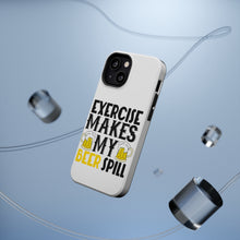 DistinctInk ToughCase for Apple iPhone, Compatible with MagSafe Charging - Exercise Makes My Beer Spill