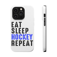 DistinctInk ToughCase for Apple iPhone, Compatible with MagSafe Charging - Eat Sleep Hockey Repeat