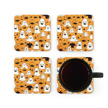 DistinctInk (Set of 4) Corkwood Coasters with Ghoulish Bats and PumpkinsDesign for Halloween