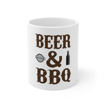 DistinctInk Glossy White Coffee / Tea Mug - Beer & Barbecue BBQ
