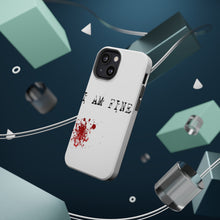 DistinctInk ToughCase for Apple iPhone, Compatible with MagSafe Charging - I Am Fine - Blood Splatter