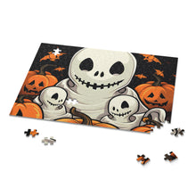 DistinctInk Jigsaw Puzzle with Ghost Skeleton Pumpkin Pattern Design for Halloween