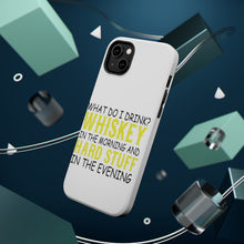 DistinctInk ToughCase for Apple iPhone, Compatible with MagSafe Charging - Whiskey in the Morning, Hard Stuff Evening