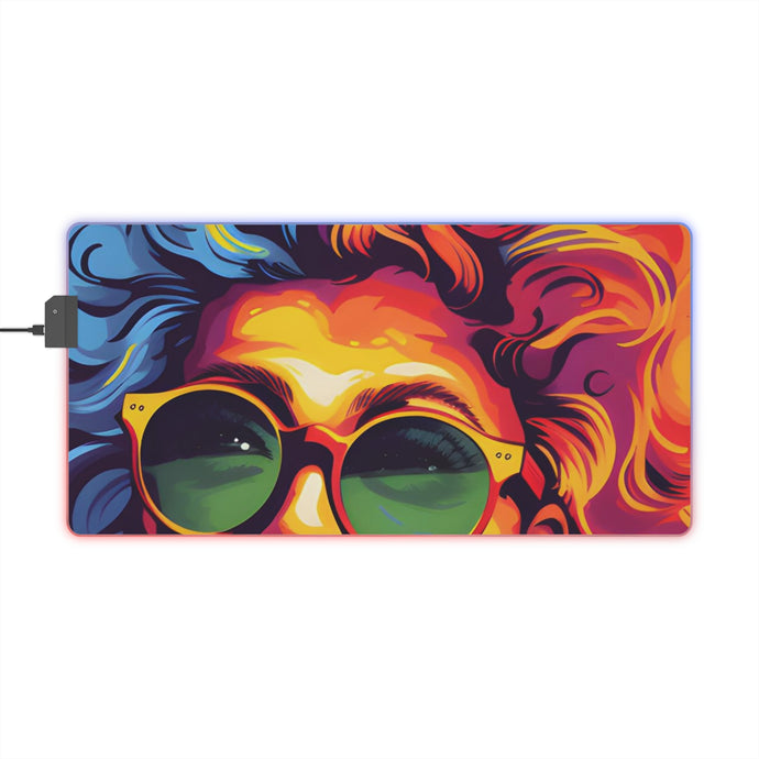 DistinctInk LED Gaming Mouse Pad with A World of Words Design for LGBTQ+ Pride