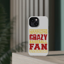 DistinctInk ToughCase for Apple iPhone, Compatible with MagSafe Charging - Warning Crazy Baseball Fan Approaching