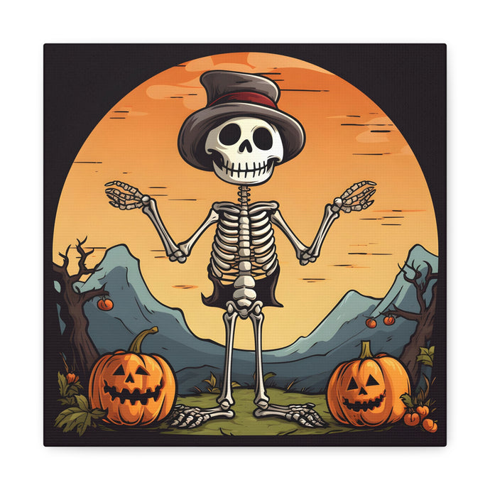 DistinctInk Canvas Wall Art with Skelefun Halloween for Halloween