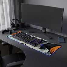 DistinctInk LED Gaming Mouse Pad with Spooky Skeletal Pumpkin Patch Design for Halloween