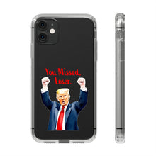 DistinctInk Clear Case for Apple iPhone or Samsung Galaxy - Trump "You Missed, Loser" Cartoon Design