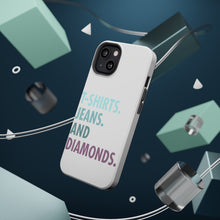 DistinctInk ToughCase for Apple iPhone, Compatible with MagSafe Charging - T-Shirts Jeans and Diamonds