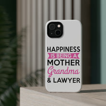 DistinctInk ToughCase for Apple iPhone, Compatible with MagSafe Charging - Happiness is Being a Mother Grandma Lawyer