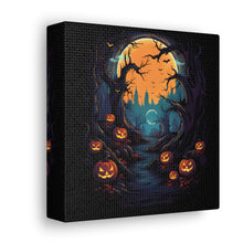 DistinctInk Canvas Wall Art with Haunted Evening Nightmare for Halloween