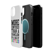 DistinctInk ToughCase for Apple iPhone, Compatible with MagSafe Charging - More Confused than Chameleon in Skittles