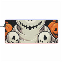 DistinctInk LED Gaming Mouse Pad with Ghost Skeleton Pumpkin Pattern Design for Halloween
