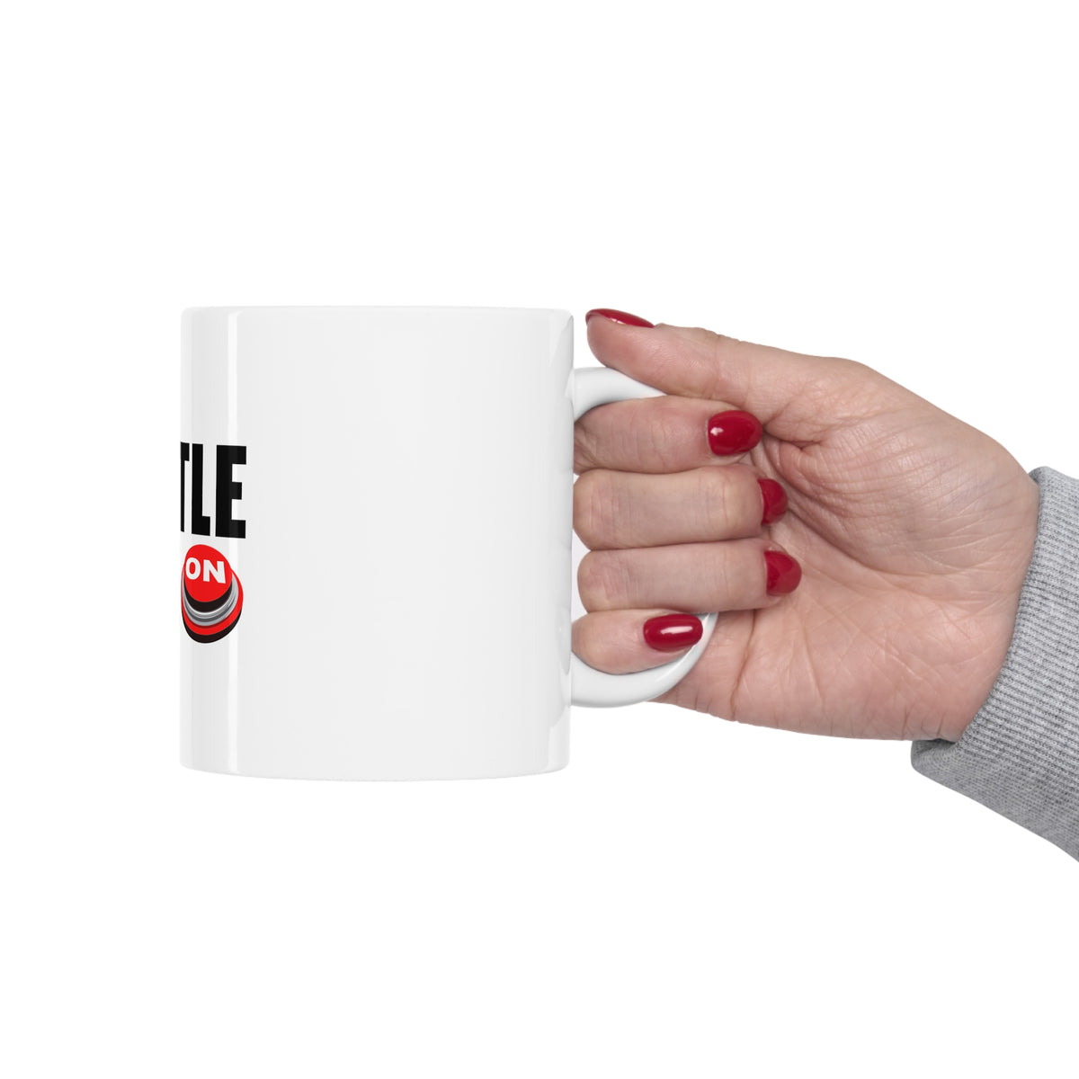 Glossy White Coffee / Tea Mug - Mode On Button, view 12