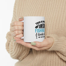 DistinctInk Glossy White Coffee / Tea Mug - This is What Awesome Fishing Dad Looks Like