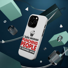 DistinctInk ToughCase for Apple iPhone, Compatible with MagSafe Charging - I Bake Because Punching People is Frowned Upon